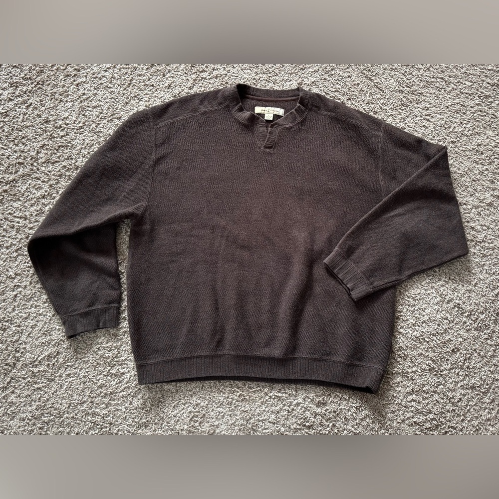 Tommy Bahama Brown Knit 100% Cotton Sweater Men Size Large